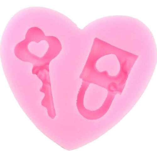 DIY Heart Key Lock Silicone Molds Party Cupcake Topper Fondant Cake Border Decorating Tools Chocolate Gumpaste Candy Resin Mould