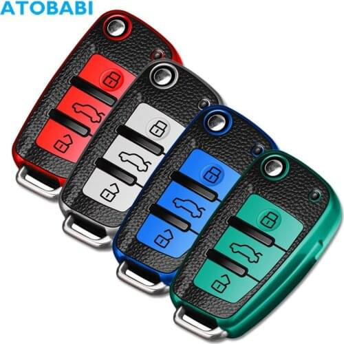 TPU Leather Car Key Case 3 Buttons Folding Remote Control Fob Protector Cover For Audi A1 A3 A6 Q2 Q3 Q7 TT TTS R8 S3 S6 RS3 A6L