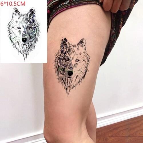 Waterproof Temporary Tattoo Sticker Wolf Head Flower Animal Small Size Body Art Flash Tattoo Fake Tattoo for Women Men