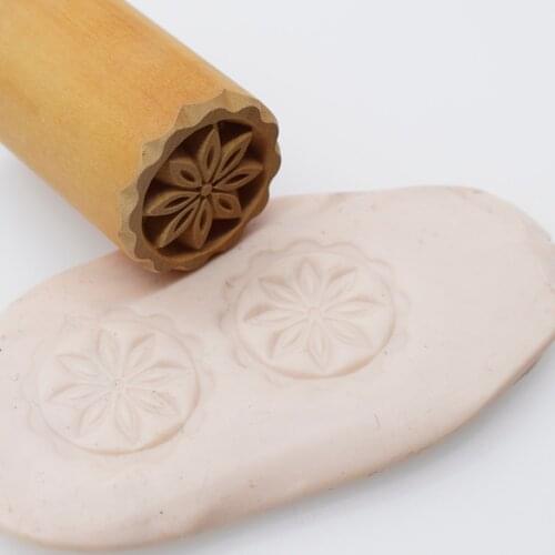 High Quality Solid Wood Emboss Stamp Flower Sculpture model ceramic arcilla polimerica pottery Polymer Clay tools