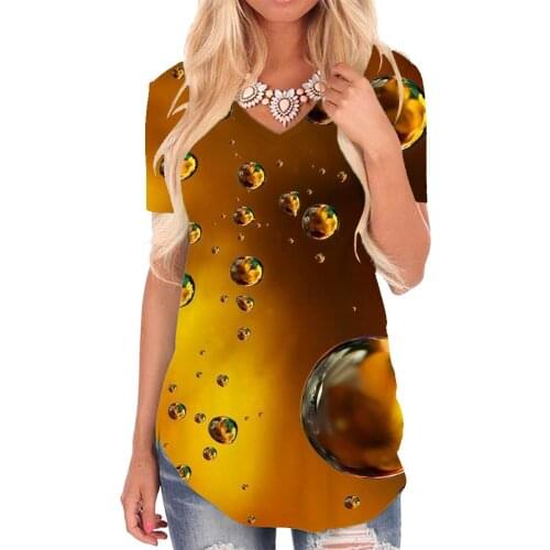 Giyu Brand Psychedelic T-shirt women Abstract T-shirts 3d Harajuku Funny T shirts Art V-neck Tshirt Womens Clothing Punk Rock
