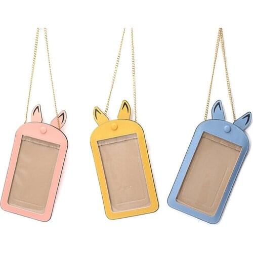 Mini Handbag Women Bag Transparent Touch Screen Chain Mobile Phone Bag Cartoon PU Messenger Bag Wallet