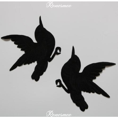 1Pair Black Bird Applique Clothing Embroidery Patch Fabric Sticker Iron On Patch Craft Sewing Repair Jeans DIY 17.5X18cm SX169