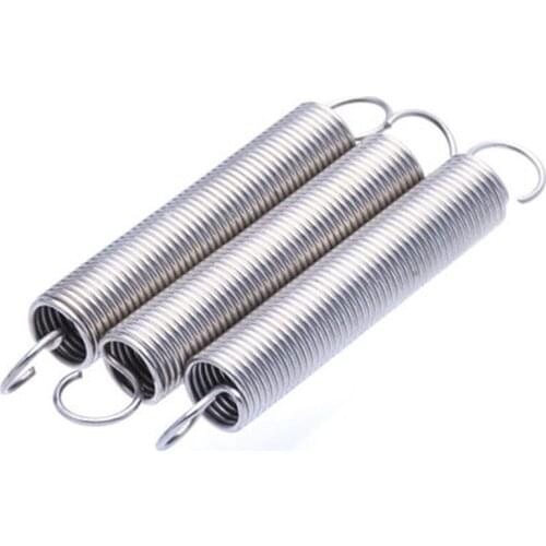 1pcs 1.2mm Wire diameter Stainless steel Open hooks Tension spring hook springs Outer diameter 10mm 70mm-120mm Length