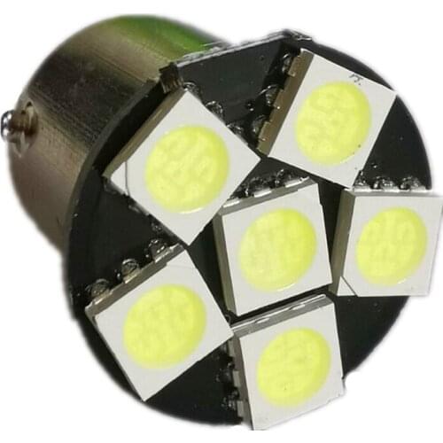 1pc 6V 6.3V1156 BA15S P21W Non Polar Motor Tail Lamp Bulb Car LED Turn Signal Brake Reverse Light 5050 6SMD White DC6V