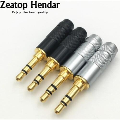 10Pcs 3U Gold Plated 3.5mm 3 4 Pole Male Stereo Jack Plug Audio Solder for DIY Repair Headphone Connector