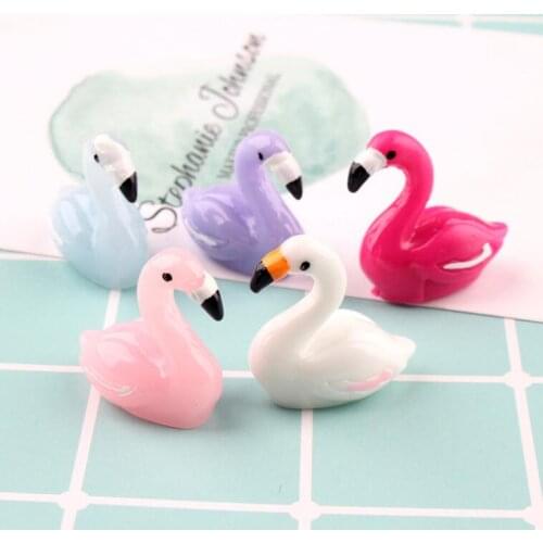 10 pcs/lot Kawaii Flat Back Resin Swan animal Resin Cabochons Scrapbook Phone Craft Decoration Parts wholesale