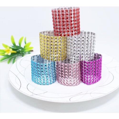 10Pcs/Lot Rhinestone Napkin Rings Family Gatherings Party Dinner Valentines Day Decoration Buckle Holder Handmade Party Supplie