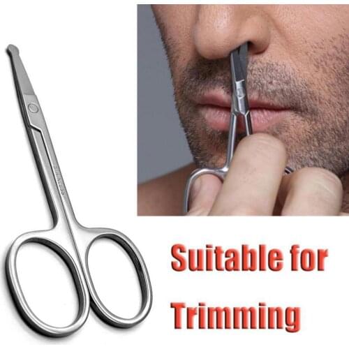 100% High Quality 3.5" Steel Mini Portable Hair Curved Ear Scissor Remover Mustache Safety Tips Nose Trimmer Z1M8
