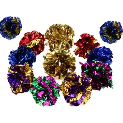 12Pcs Multicolor Ring Paper Toy Ball Paper Cat Pet Products Interactive Sound Ring Paper Kitten Playing Balls