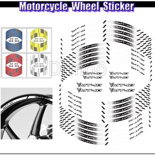 Motorcycle Wheel 16 PCS Stickers Motocross Reflective Waterporof Decals Rim Tape Strip For Yamaha MT10 MT-10 MT 10