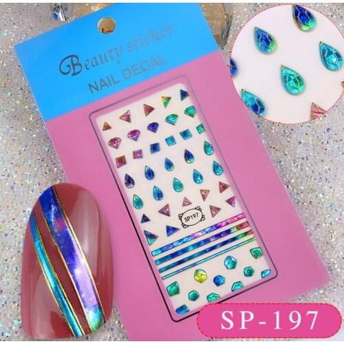 1Pc Bronzing Rhinestone Laser Nail Art Decals 3D Sequins Holographic Nail Glitter Flakes Sequin Mirror Glitter Effect Decoration