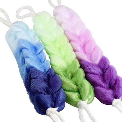 3pcs Bathroom Long Sponge Braids Mesh Nylon Sponge Bath Bar Long Hanging Sponge Brush Mesh Back Body Bath Shower Scrubber Brush