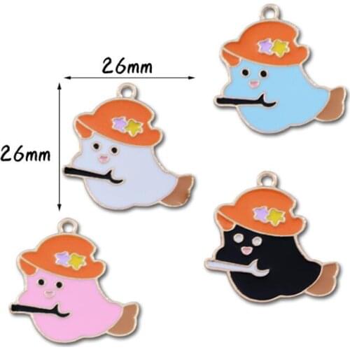 New 50 pcs Cartoon Halloween ghost Charm Pendants DIY Jewelry Making Wholesale