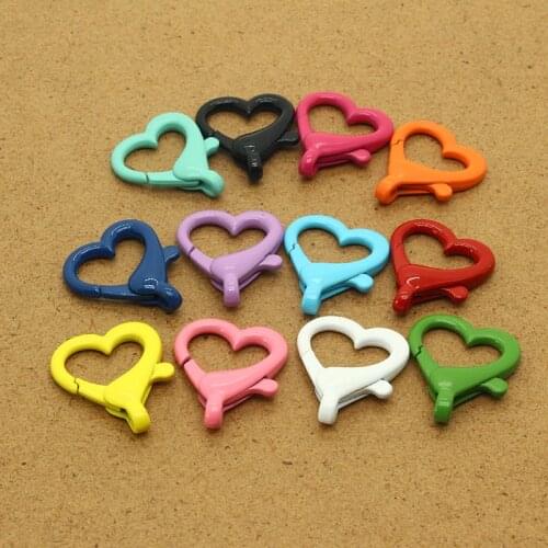 6pcs Fashion Colorful Heart Keychain Buckle DIY Bag Car Key Rings Key Chains Connector Lobster Clasp Jewelry Findings Accessory