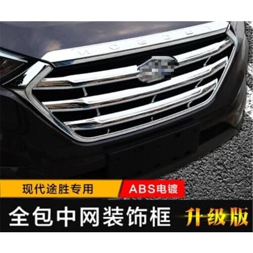 ABS Chrome Front cover hood trim Front Grille Around Trim Racing Grills Trim for Hyundai Tucson 2015-2018 Car Styling
