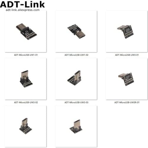 ADT-Link DIY Micro USB 2.0 Angle Connector Micro 5pin Male V8 Soldering 13 Port Adapter W1 W3 W3R