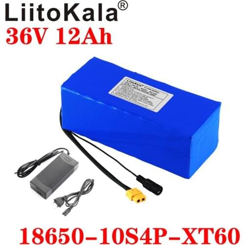 LiitoKala 36V 12AH Electric Bike Battery Built in 20A BMS Lithium Battery Pack 36 Volt with 2A Charge Ebike Battery XT60 Pllug