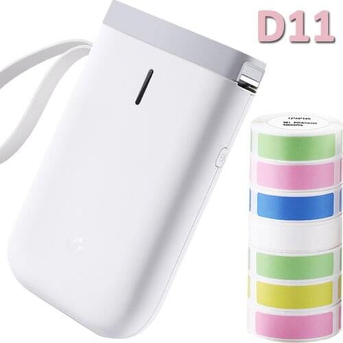 White Niimbot Label printer add 3Rolls D11 Price Sticker Portable BT Thermal Label Printer Home and Office use USB Cable