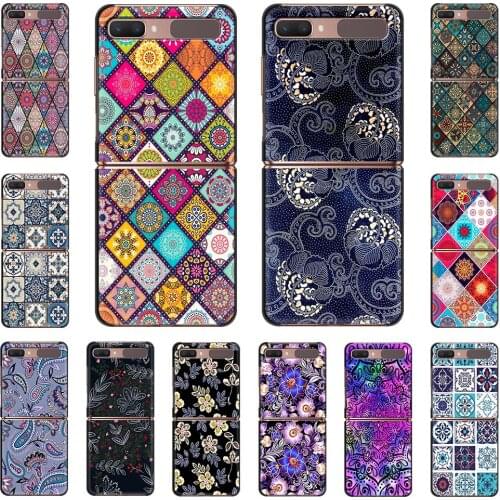 Phone Case For Samsung Galaxy Z Flip Fold Hard PC Cover For Galaxy ZFlip 5G Mobile Bag Back Shell Fashion Bling Flower fundas