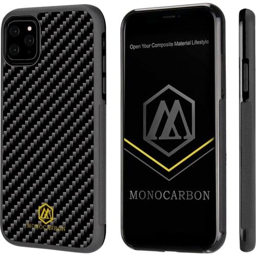 MONOCARBON Genuine Carbon Fiber Case for iPhone 11 Pro 5.8'' -11 6.1''-11 Pro Max 6.5'' - Non Slip Carbon Fibre Case