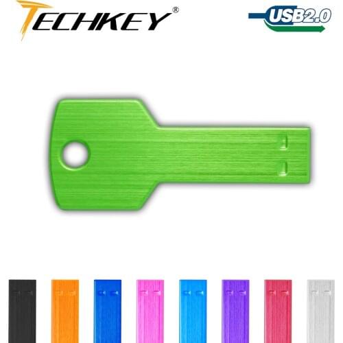 Color usb flash drive 64GB pen drive 32gb Metal Waterproof usb 2.0 8gb 16gb U disk key shape usb stick free shipping Customized