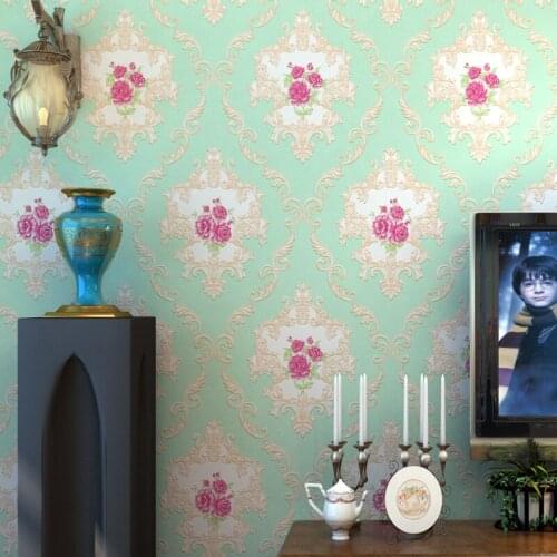 Flower Style 3d Embossed European Wall Papers Decor Mural Non-woven Badroom Living Room Wallpaper Roll For Walls Papel De Parede