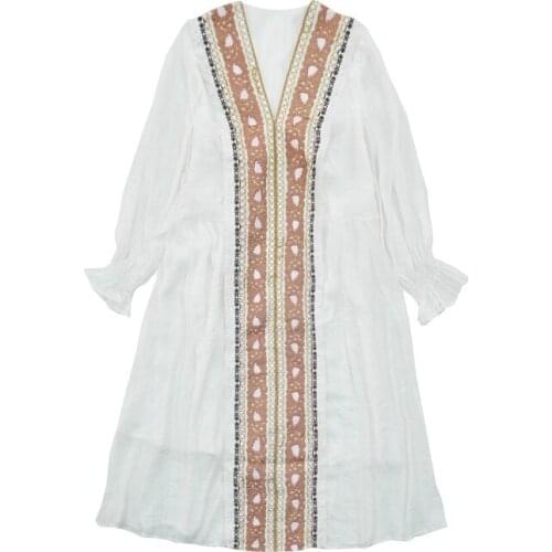 Elegant Pastel Vestidos Embroidery Trendy Vestido Harajuku Vacation Robe Pull Long Sleeve Retro Casual Ropa Mujer Long Dress