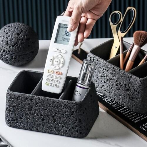 Classic Imitating The Moon Surface Desktop Concrete Storage Box Remote Control Mobile Phone Small Item Organize