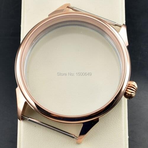 Corgeut 42mm Polished Stainless Golden Case Fit 6497-1 6498-2 Mechanical Hand Wind Movement hardened mineral glass watchcase