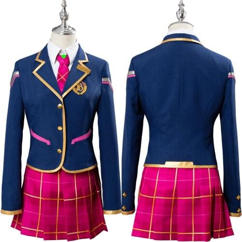 OW Hana Song Cosplay DVA Cosplay Costume Academy Girls Dress School Uniform Outfit Halloween Carnival Costumes