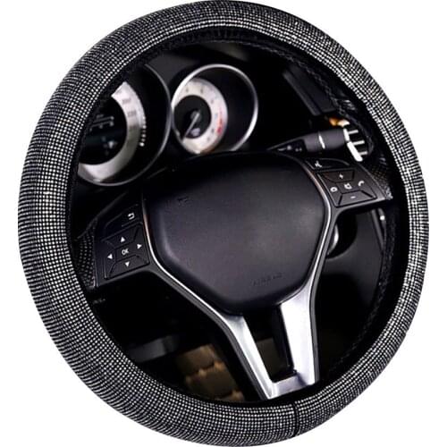 Steering Wheel Cover For Ladies Crystal Bling Rhinestones Car Vehicle Wheel Cover Universal Fit 38cm Multi-Color Rosy Red Purple