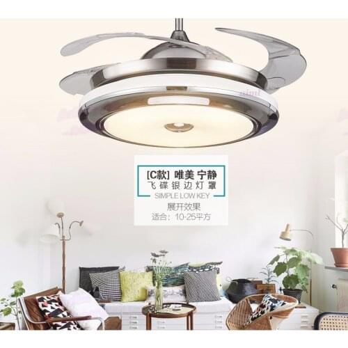 FAN LAMP 36 inch 4 Color Changing light Modern LED invisible ceiling fan light remote control ceiling lamp 90cm 48W / fan 60W