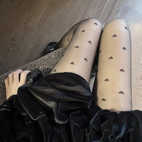 My Waiting Is Cat Stockings Pattern Black Ins Love Pattern Cute Loli Japanese Hot Girl JK Black Silk Pantyhose