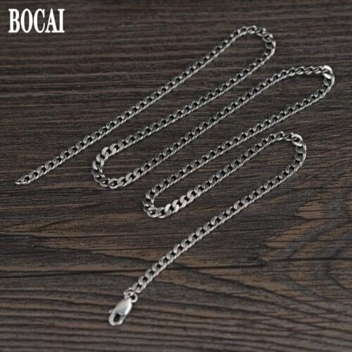 100% S925 real silver vintage 3MM Thai silver necklace for men silver jewelry tank chain men and women silver necklace