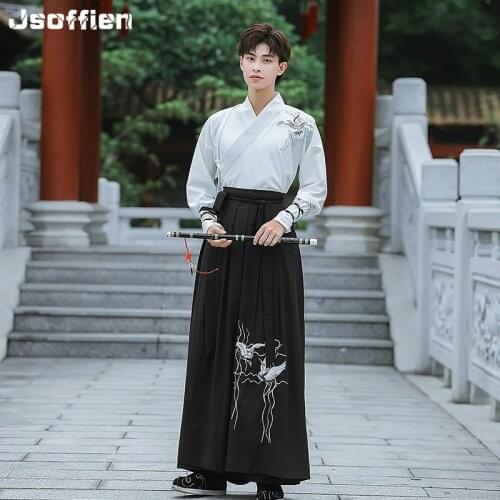 Han Dynasty Original Men Traditional Hanfu Costume Male Chinese Ancient Tang Dynasty Clothing Embroidered Coat Kimono Cardigan
