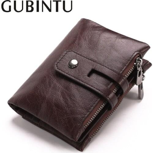 Mens Short Leather Wallet Retro Casual Wallet Double Zipper Buckle Large Capacity Wallet Coin Bag Money Bag