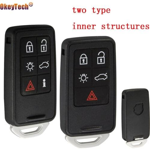 OkeyTech 5/6 Button Remote Car Key Shell Cover Case Fob For Volvo S60 V60 S70 V70 XC60 XC70 2007 2008 2009 2017 Free Shipping