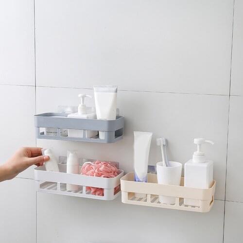 Bathroom Kitchen Punch Chuck Frame Shower Shelf PP Shampoo Storage Rack Holder With Suction Cup Bathroom Accessories JU0038