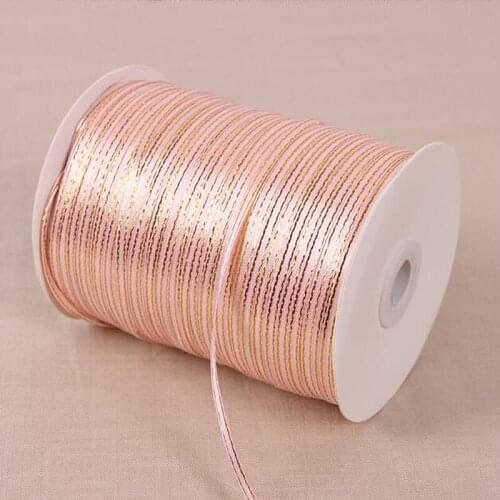 REDJCK 100 Meters 3 mm Width Double Golden Side Polyester Satin Ribbon Ruban DIY Material For Gift Box Sewing Craft Supplies