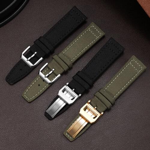 20mm 21mm 22mm Soft Nylon watchband black army green mens wristband Replacement strap for IWC watch accessories