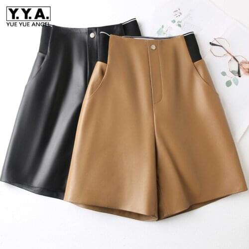 Korean Style Womens New Fashion Shorts 2021 Straight Casual Classic High Waist Concise Office Lady Elegant Knee Length Shorts