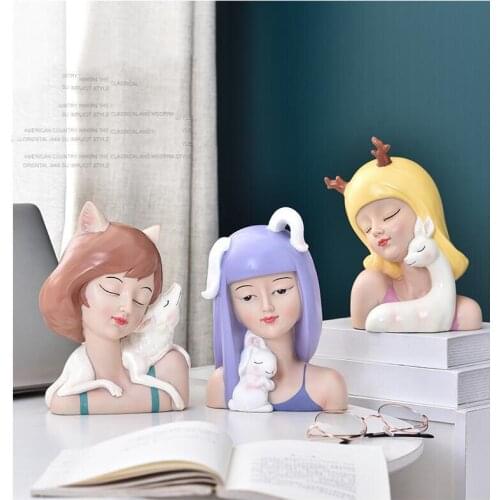 NORDIC FAIRY TALE FOX RABBIT DEER GIRL DECORATIVE RESIN ORNAMENTS HOME LIVINGROOM TV CABINET HOTEL FURNISHINGS DECORATION CRAFTS