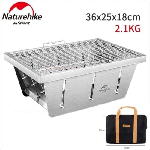 Naturehike Outdoor Picnic BBQ Grill Portable Folding Stainless Steel Stove Embedded Oven Give Free Clip Camping BBQ Accessories
