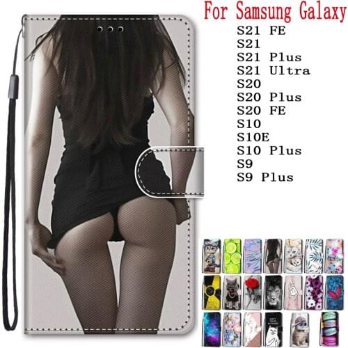 Sunjolly for Samsung Galaxy S21 FE Plus Ultra S20 S10 S9 Plus Ultra S20FE Flip Wallet PU Phone Leather Case Cover coque capa