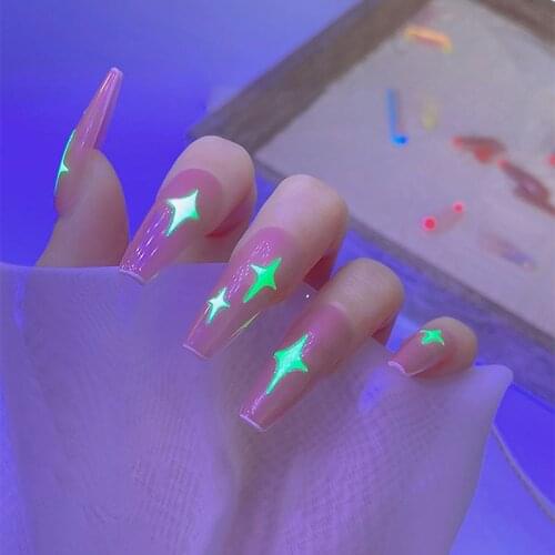 Luminous Nail Stickers Glow in dark Luminous Sliders for Nails Mask Wing Constellation Chinese Style Noctilucent Manicure Decal