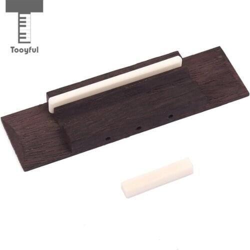 Tooyful Rosewood Bridge With Bone Saddle and Nut for 3 String CIGAR BOX Guitar Replaceable 90mm for Ukulele Parts