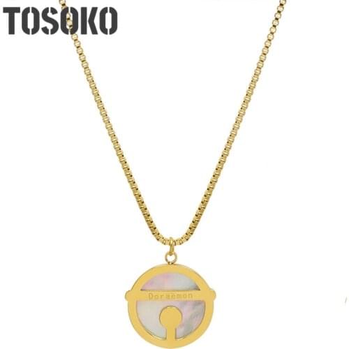 TOSOKO Stainless Steel Jewelry Dora A Dream Box Chain Shell White Seashell Necklace Lovely Female Clavicle Chain BSP103