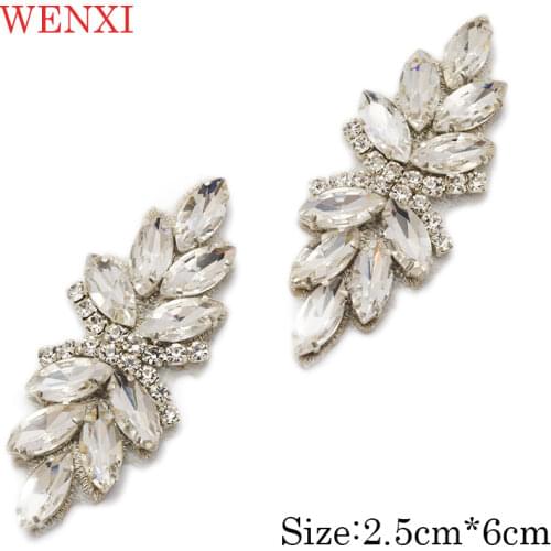 WENXI 50pcs Crystal Rhinestone Applique Trim For Fancy Bridal Gown Waistband Crystal Rhinestone Applique Accessories WX897