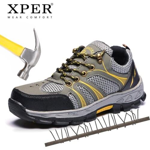 XPER Safety Work Shoes Men Steel Toe Leather Casual Footwear Male Sneakers Anti-smashing Non-slip Protective Shoes Women#XP044
